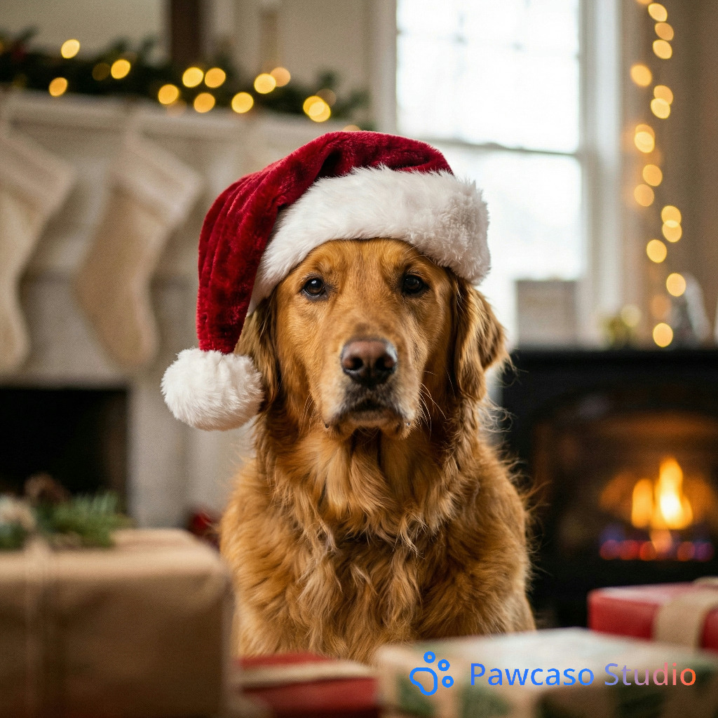Max's Christmas Santa Hat portrait