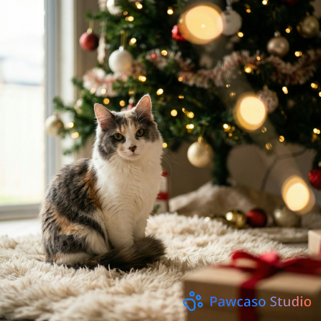 Mittens's Christmas Indoor portrait